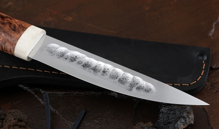 Нож Народа севера 2 сталь Х12МФ кованый дол рукоять карельская береза коричневая