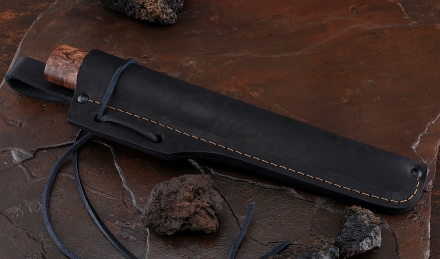 Нож Народа севера 2 сталь Х12МФ кованый дол рукоять карельская береза коричневая