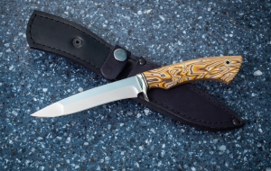 Нож Белуга сталь х12мф рукоять G10 желтая