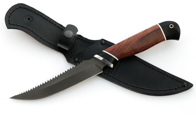 Нож Рыболов-5 сталь Х12МФ, рукоять бубинга-черный граб 