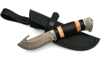 Нож Ёж сталь булат, рукоять черный граб-карельская береза, мельхиор - IMG_4761.jpg