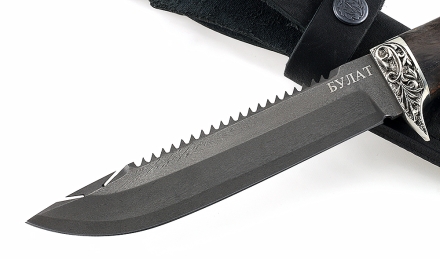 Нож Рыболов-4 сталь булат, рукоять карельская береза стабилизированная коричневая, мельхиор Нож Рыболов-4 сталь булат, рукоять карельская береза стабилизированная коричневая, мельхиор