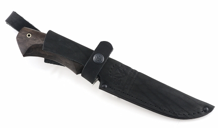 Нож Рыболов-4 сталь булат, рукоять карельская береза стабилизированная коричневая, мельхиор Нож Рыболов-4 сталь булат, рукоять карельская береза стабилизированная коричневая, мельхиор