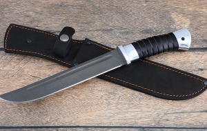 Нож казачий Пластун, сталь Х12МФ, рукоять черный граб с дюралью Нож казачий Пластун, сталь Х12МФ, рукоять черный граб с дюралью