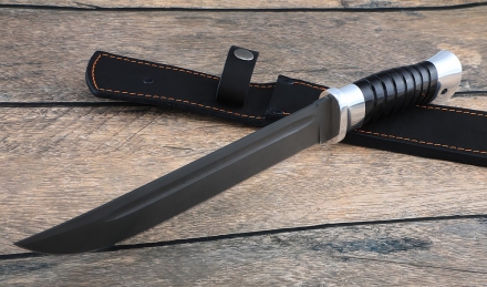 Нож казачий Пластун, сталь Х12МФ, рукоять черный граб с дюралью Нож казачий Пластун, сталь Х12МФ, рукоять черный граб с дюралью