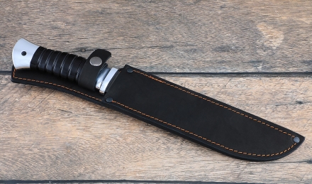 Нож казачий Пластун, сталь Х12МФ, рукоять черный граб с дюралью Нож казачий Пластун, сталь Х12МФ, рукоять черный граб с дюралью