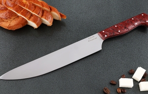 Кухонный нож Шеф №1 сталь 95Х18, рукоять красный акрил Кухонный нож Шеф №1 сталь 95Х18, рукоять красный акрил