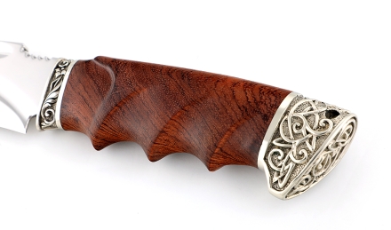 Авторский Нож Сибиряк сталь Х12МФ-долы, рукоять резная, бубинга, мельхиор Авторский Нож Сибиряк сталь Х12МФ-долы, рукоять резная, бубинга, мельхиор