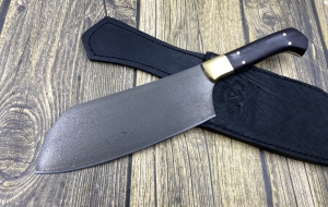 Кухонный нож №14  из стали х12мф цельнометаллический, накладки черный граб (распродажа) 