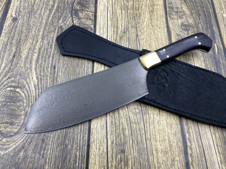 Кухонный нож №14  из стали х12мф цельнометаллический, накладки черный граб (распродажа) 