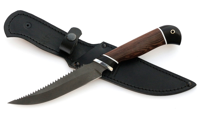 Нож Рыболов-5 сталь Х12МФ, рукоять венге-черный граб 