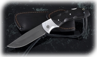 Нож Беркут, складной, сталь Х12МФ, рукоять накладки черный граб с дюралью - Нож Беркут, складной, сталь Х12МФ, рукоять накладки черный граб с дюралью