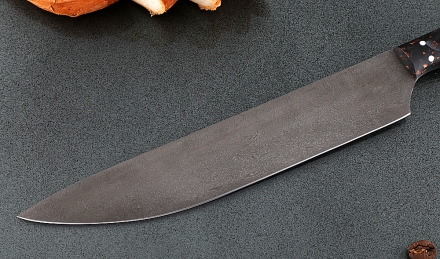 Кухонный нож Шеф №1 сталь Х12МФ, рукоять коричневый акрил