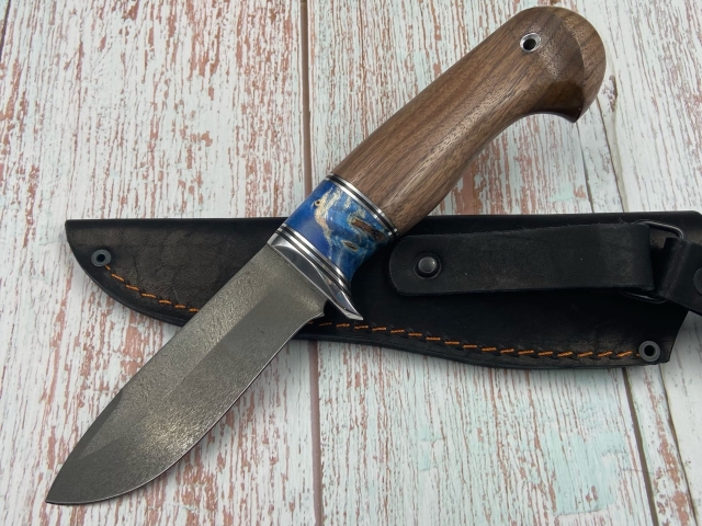 Нож Енисей сталь Х12МФ рукоять ясень синий и кавказский орех (распродажа) 