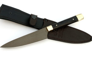 Нож Шеф №6 сталь Х12МФ, рукоять черный граб, латунь