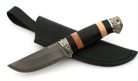 Нож Заяц сталь булат, рукоять черный граб-кап, мельхиор - IMG_4519.jpg