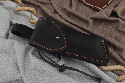 Складной нож Ворон, сталь Х12МФ, рукоять накладки черный граб резная с дюралью