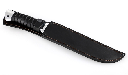 Нож казачий Пластун, сталь дамаск, рукоять черный граб с дюралью