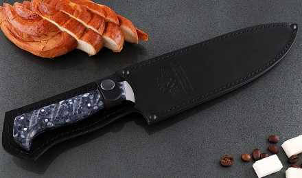 Кухонный нож Шеф №1 сталь 95Х18, рукоять синий акрил