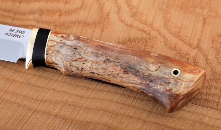 Нож Косуля сталь M390 рукоять карельская береза+черный граб, латунь Нож Косуля сталь M390 рукоять карельская береза+черный граб, латунь