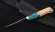 Нож Малыш-2, дамаск, рукоять карельская береза, акрил зеленый