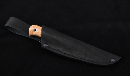 Нож Малыш-2, дамаск, рукоять карельская береза, акрил зеленый Нож Малыш-2, дамаск, рукоять карельская береза, акрил зеленый