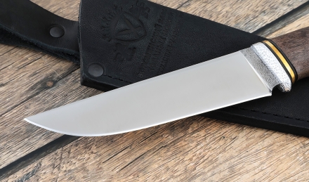 Нож охотничий "Ягуар" сталь х12мф рукоять карельская береза коричневая Нож охотничий "Ягуар" сталь х12мф рукоять карельская береза коричневая