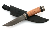 Нож Зяблик сталь булат, рукоять береста-черный граб,мельхиор - IMG_4513.jpg