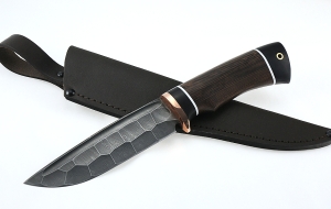 Нож Нептун сталь дамаск полный камень рукоять венге-черный граб