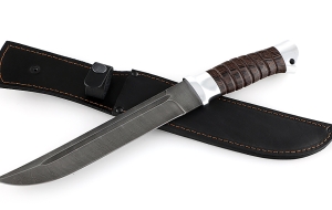 Нож казачий Пластун, сталь дамаск, рукоять венге с дюралью Нож казачий Пластун, сталь дамаск, рукоять венге с дюралью