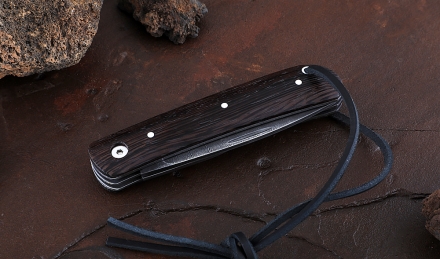 Складной нож Снайпер 2-х предметный, сталь дамаск, рукоять накладки венге