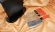 Подставка из венге с магнитными полосами, набором из 4 ножей и тяпки 95х18, G10 оранжевая