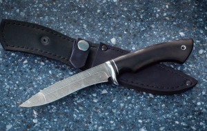 Нож Белуга сталь дамаск рукоять черный граб Нож Белуга сталь дамаск рукоять черный граб