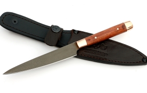 Кухонный нож Шеф №7 сталь Х12МФ, рукоять бубинга латунь