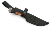 Нож Карась сталь булат, рукоять черный граб-карельская береза,мельхиор - IMG_4512.jpg