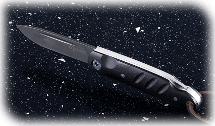 Складной нож Колибри, сталь булат, рукоять накладки черный граб Складной нож Колибри, сталь булат, рукоять накладки черный граб