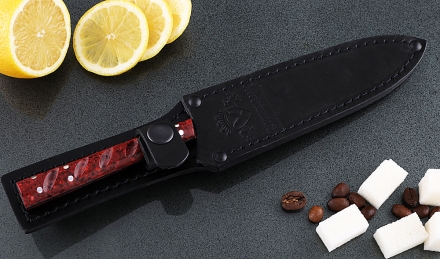 Кухонный нож Шеф №7 сталь 95Х18, рукоять красный акрил