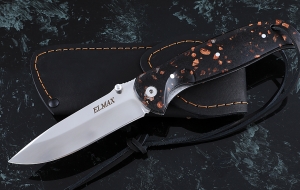 Складной нож Зубр, сталь Elmax, рукоять накладки акрил коричневый