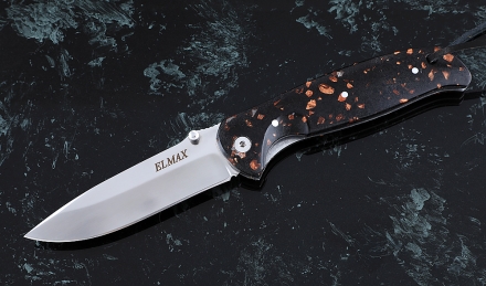 Складной нож Зубр, сталь Elmax, рукоять накладки акрил коричневый Складной нож Зубр, сталь Elmax, рукоять накладки акрил коричневый