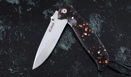 Складной нож Зубр, сталь Elmax, рукоять накладки акрил коричневый Складной нож Зубр, сталь Elmax, рукоять накладки акрил коричневый