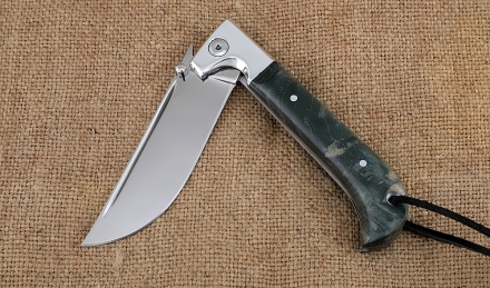 Нож складной Пчак сталь Х12МФ накладки карельская береза зеленая