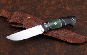 Нож Странник-2 Elmax рукоять карбон карельская береза зеленая черный граб Нож Странник-2 Elmax рукоять карбон карельская береза зеленая черный граб