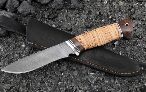 Нож Ангара дамаск рукоять береста