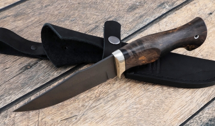 Нож охотничий "Стриж" сталь х12мф рукоять карельская береза коричневая Нож охотничий "Стриж" сталь х12мф рукоять карельская береза коричневая