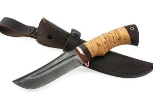 Нож Коршун сталь дамаск-долы, рукоять береста