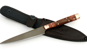 Кухонный нож Шеф №7 сталь Х12МФ, рукоять бубинга, венге латунь