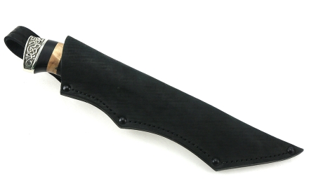 Нож Каратель сталь булат, рукоять черный граб-кап, мельхиор Нож Каратель сталь булат, рукоять черный граб-кап, мельхиор