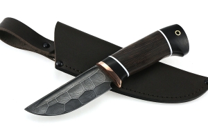 Нож Сурок сталь дамаск полный камень рукоять венге черный граб