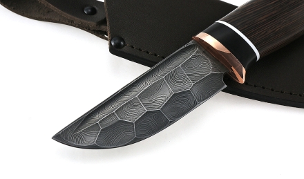 Нож Сурок сталь дамаск полный камень рукоять венге черный граб
