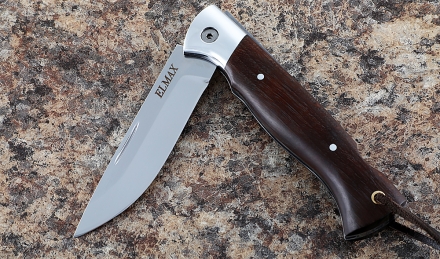 Складной нож Лиса, сталь Elmax, рукоять накладки коричневый граб Складной нож Лиса, сталь Elmax, рукоять накладки коричневый граб